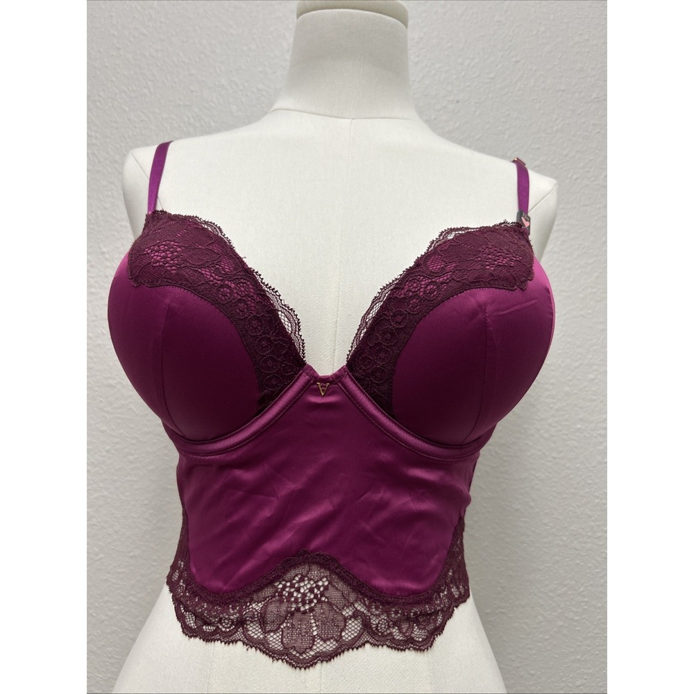 Victoria's Secret Bombshell Plunge Bra Corset Top Size 32D Color Plum NWT